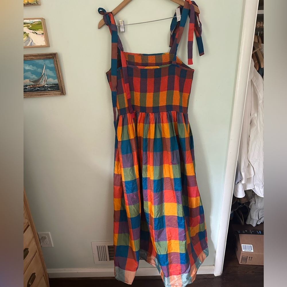 Payal Jain Anthropologie colorful plaid smocked dress - Picture 6 of 7